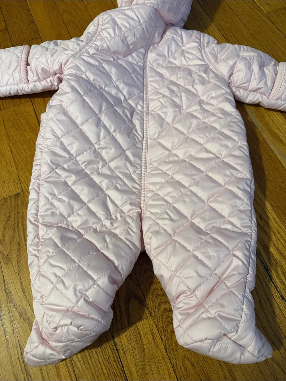 Ralph Lauren Quilted Hooded Footed baby One-Piece bunting in Light Pink 3m